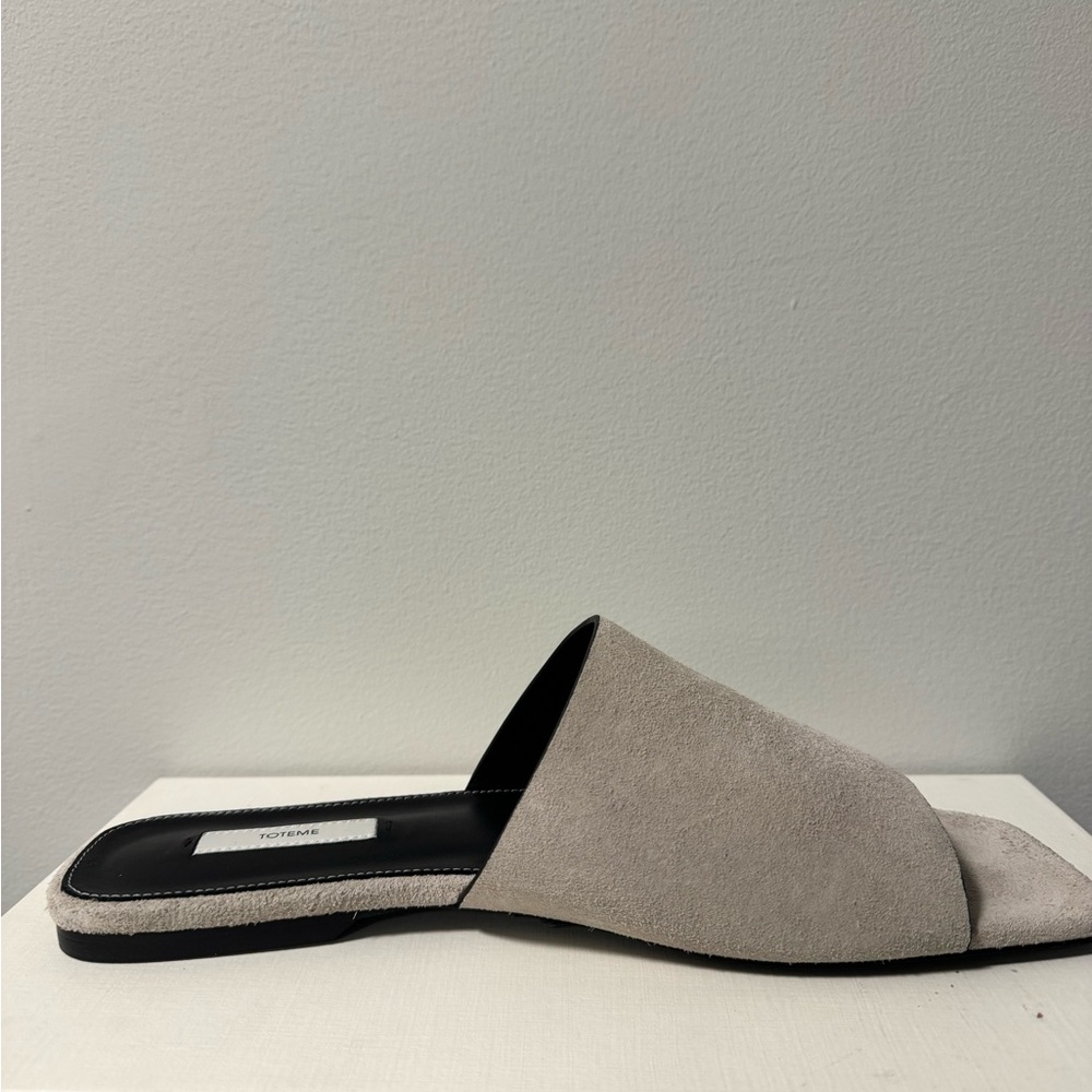 Toteme Light Gray Suede Mules
